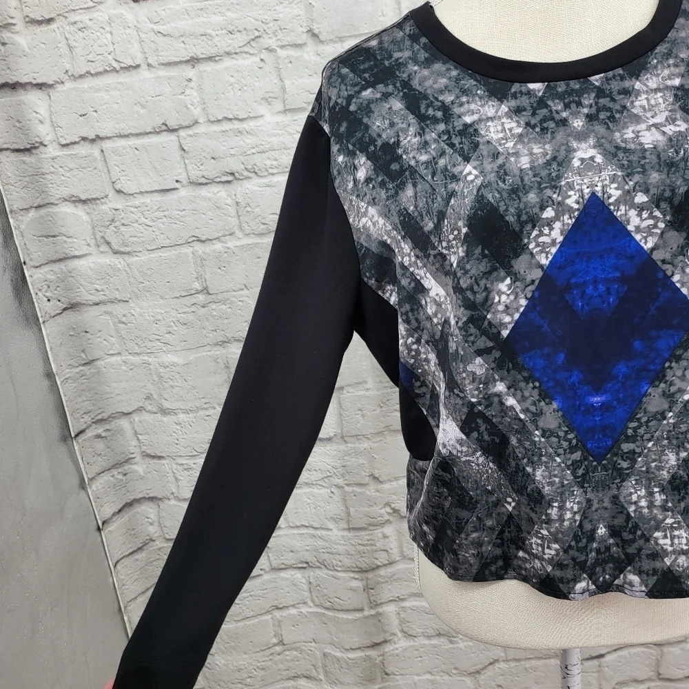 KIIND OF Medium Women's Blouse Top Black Multi Long Sleeve - Picture 3 of 16
